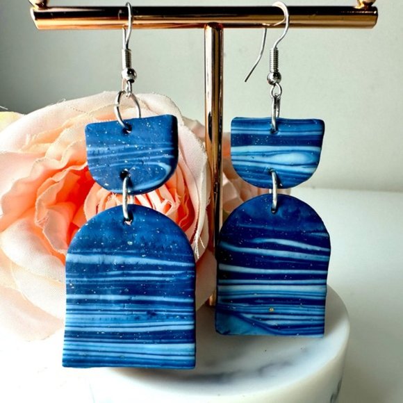 Marble design Light weight dangle statement Hand made Gorgeous earrings - Picture 2 of 12